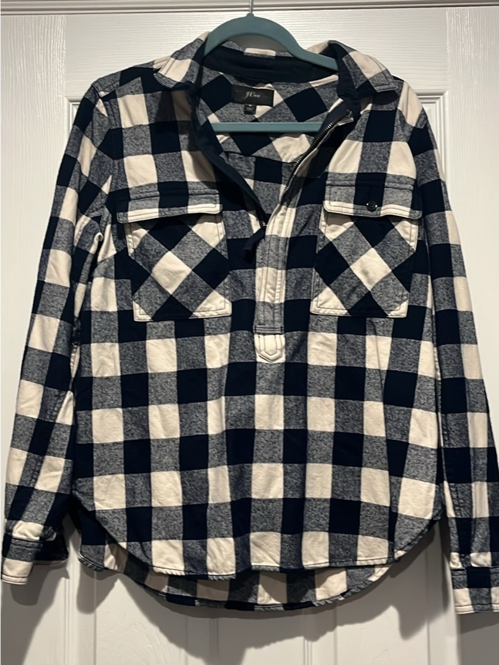 J. Crew Women’s Navy & White Buffalo Check Pullover Shirt
